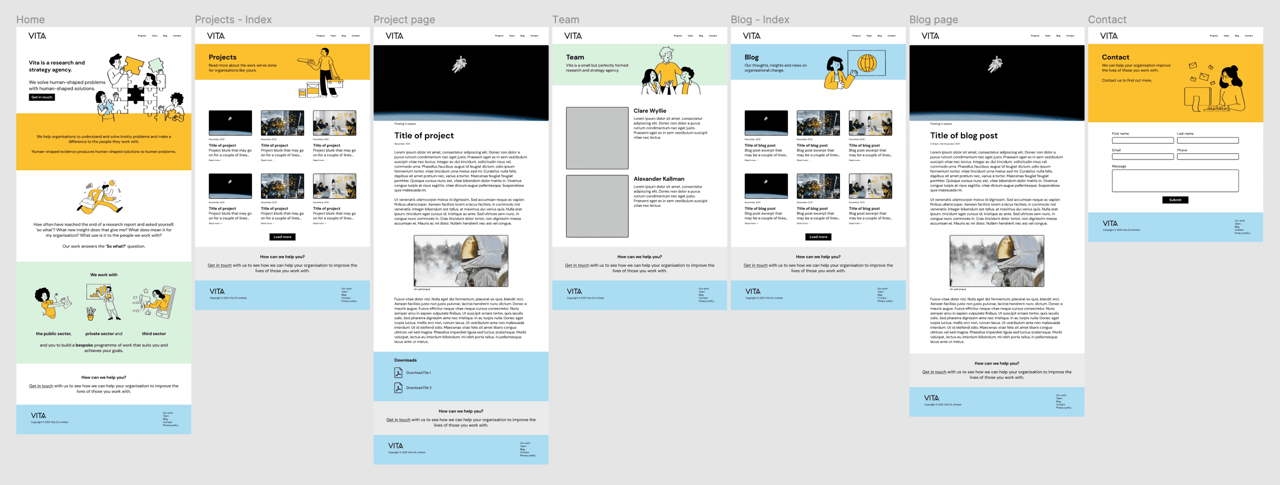 Vita CA website designs in Figma